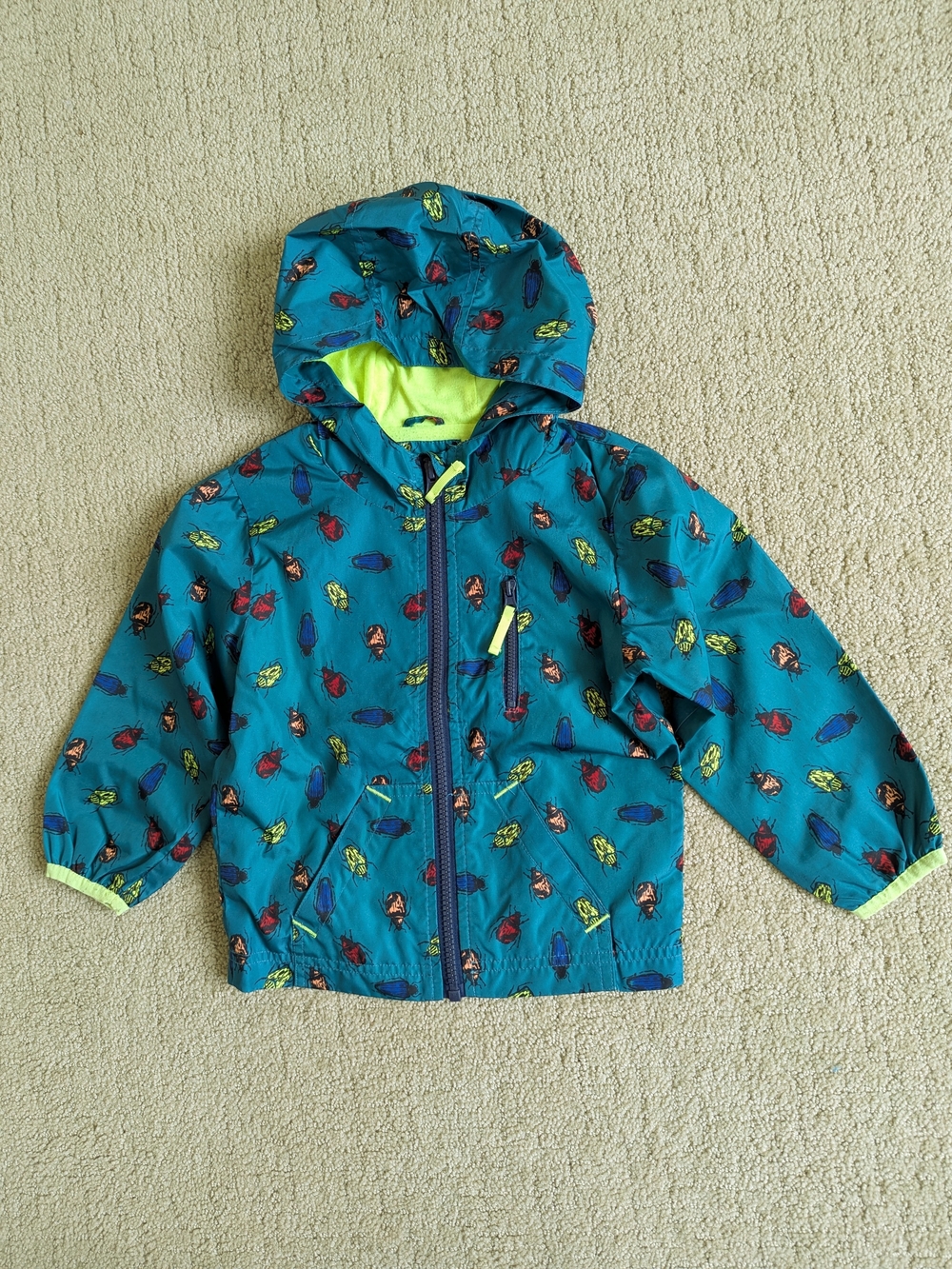 Cat Kack Raincoat Jacket 2T Beetle Bug Insect Windbreaker Hooded Waterproof Zip